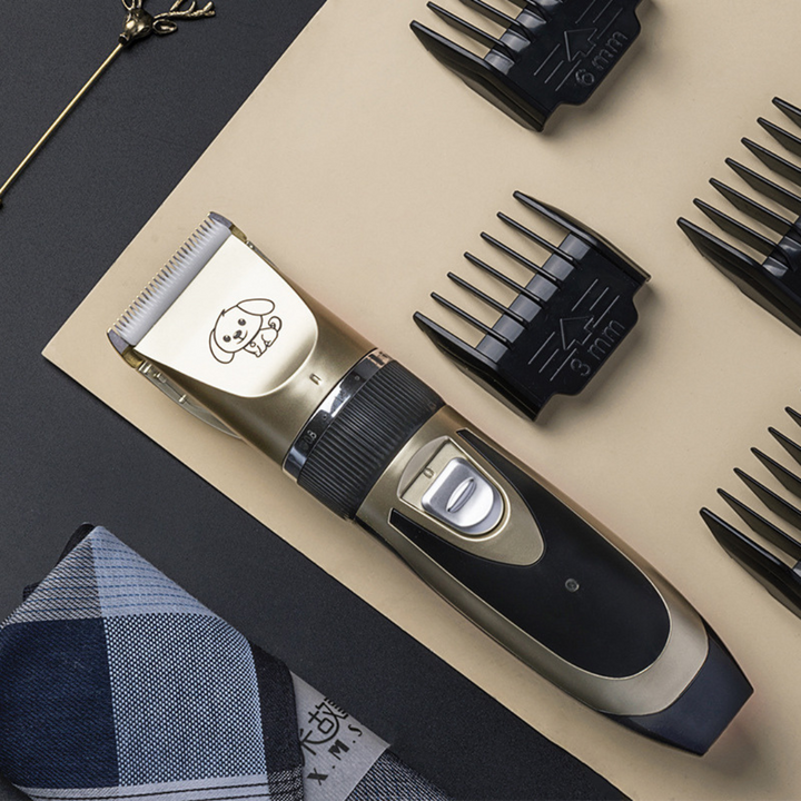 Silent Dog Grooming Trimmer Set with Adjustable Combs