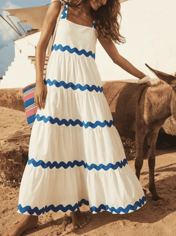 The Wavy Charm Midi Dress - Elena Harper