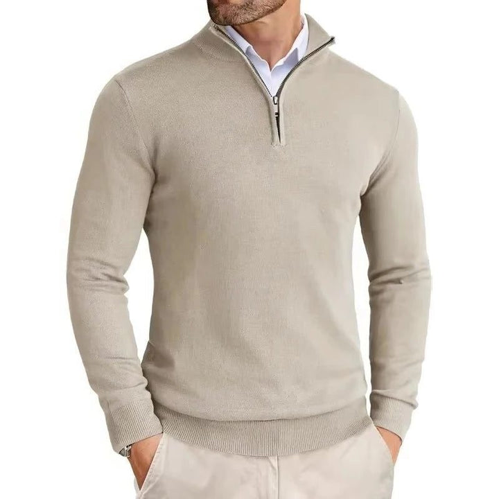 Slim Fit Sweater with Zip Collar for Men