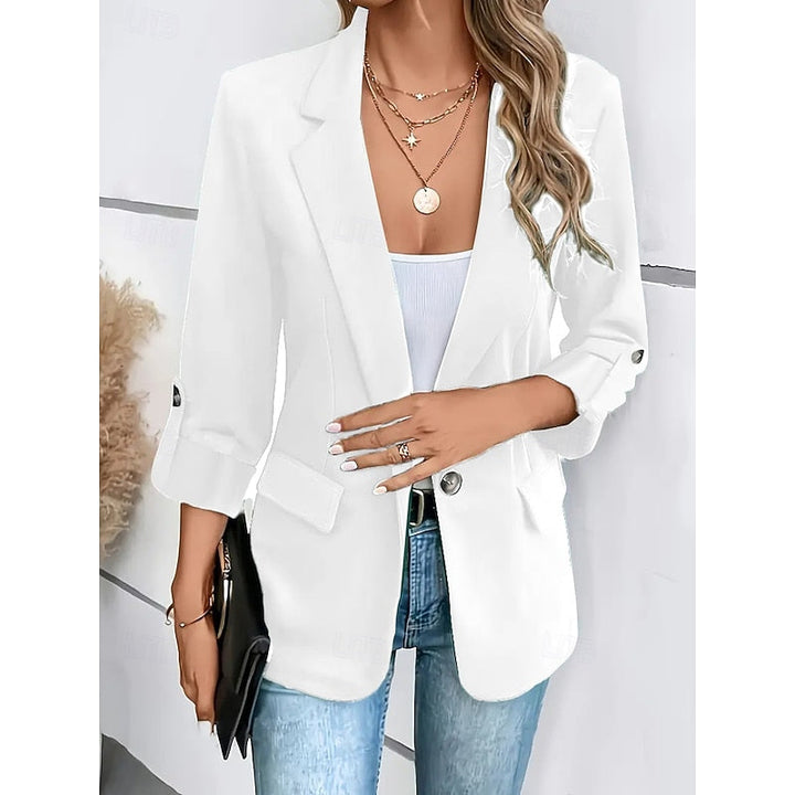 Elegant Women's Blazer with Rolled Sleeves for a Casual Look