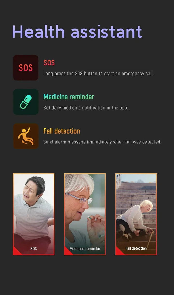 Smartwatch With Fall Detection And Sos GPS Tracking For Seniors