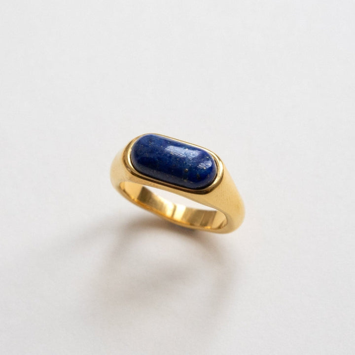 Aria Smooth Ring with Blue Accent, view 2 - Elena Harper