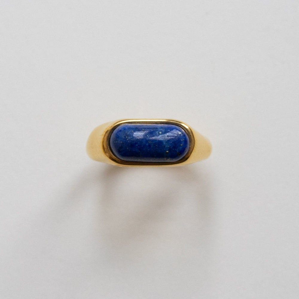 Aria Smooth Ring with Blue Accent, view 3 - Elena Harper