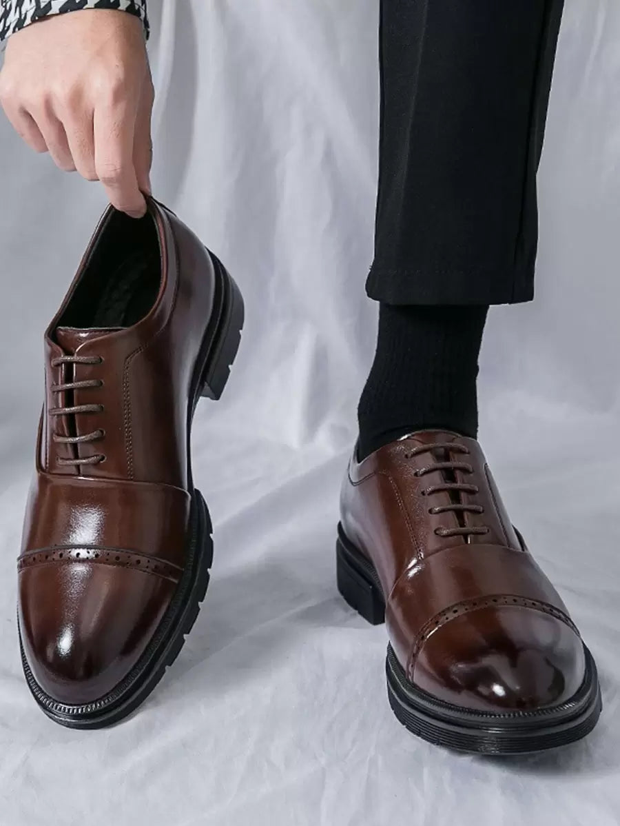 Men's Lace-Up Shoes with Cap Toe - Elena Harper