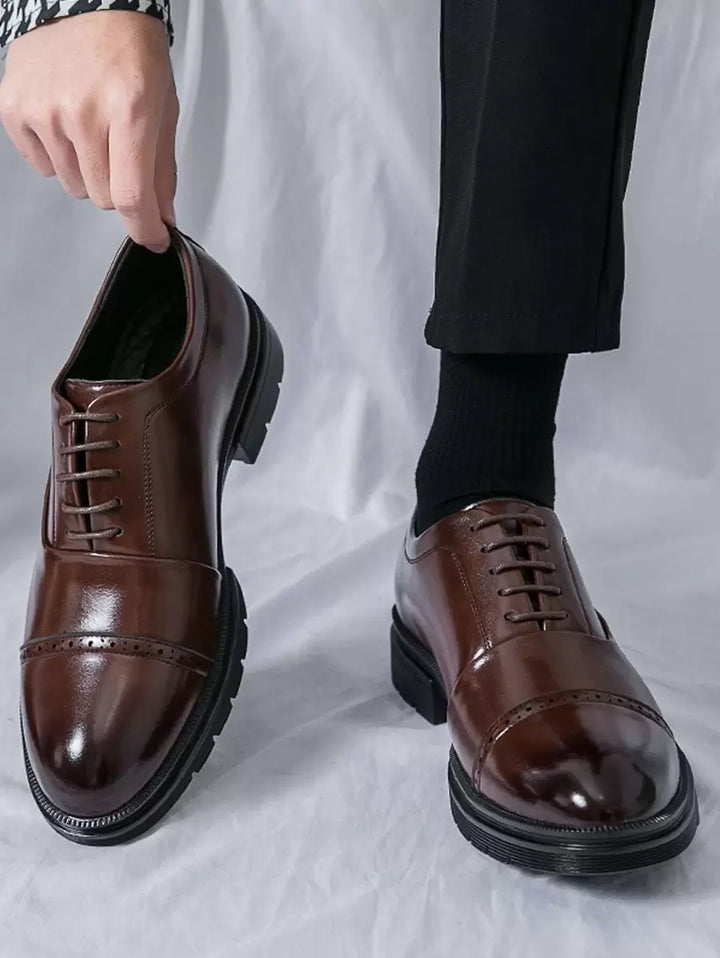 Men's Lace-Up Shoes with Cap Toe - Elena Harper
