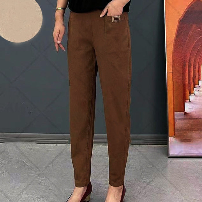 Elegant Cotton Pants for Women – Comfortable Casual Pants with Elastic Waist