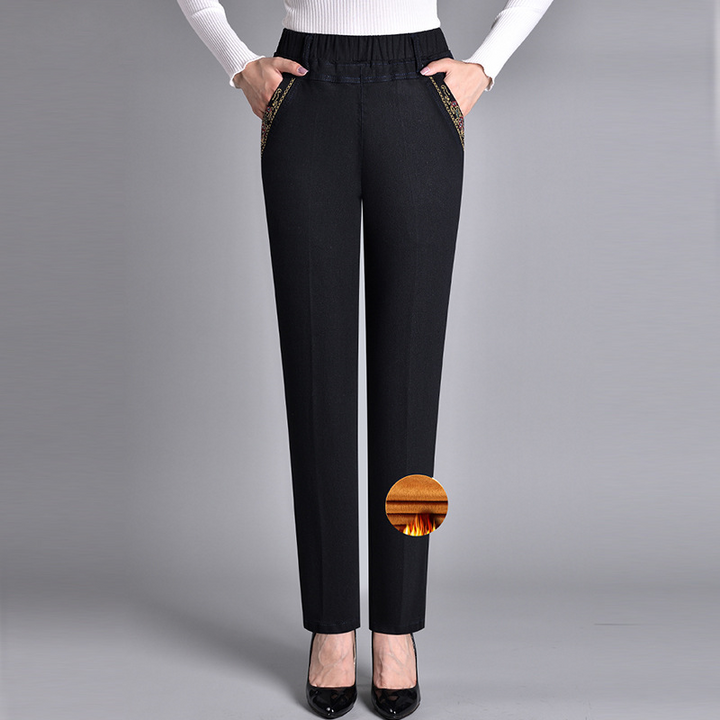 HARPER – HIGH-WAIST ELASTIC DENIM TROUSERS