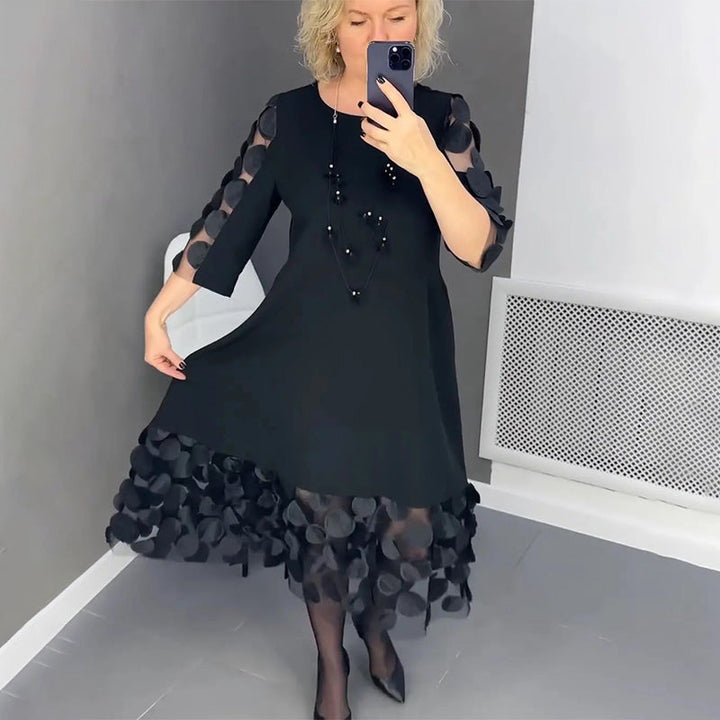 Demi | Flared Midi Dress with Polka Dot Decor