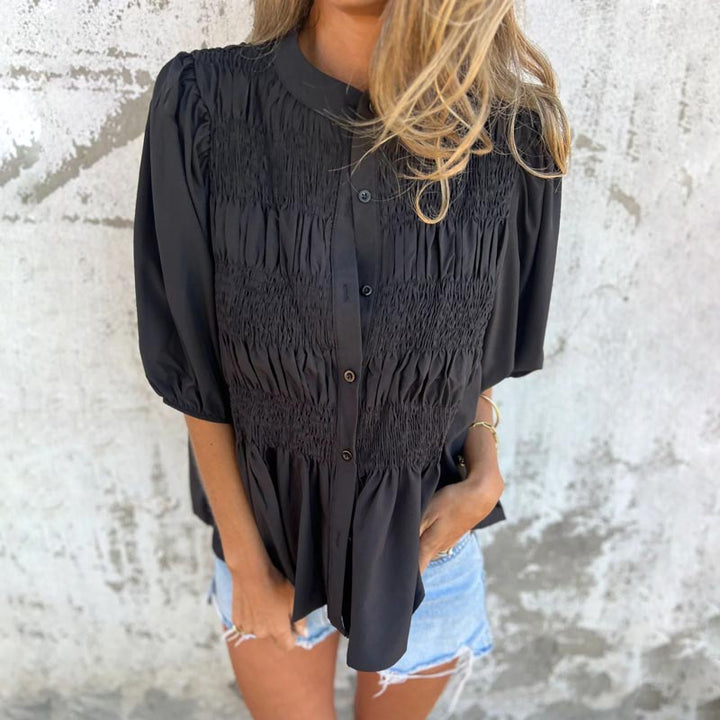 Megan - Puff Sleeve Button Down Blouse