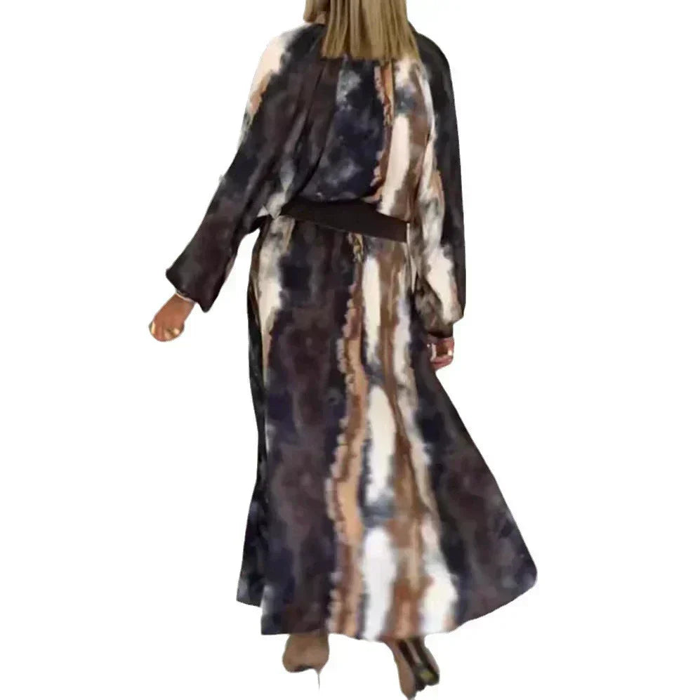 Long Tie Dye Dress for Women, Fluid Cut, Elegant Bohemian