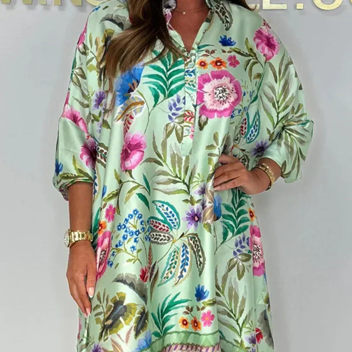 Casual Floral Women's Dress V-Neck Flowing Cut Summer