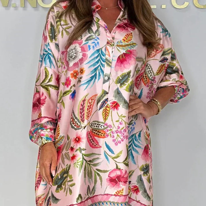 Casual Floral Women's Dress V-Neck Flowing Cut Summer