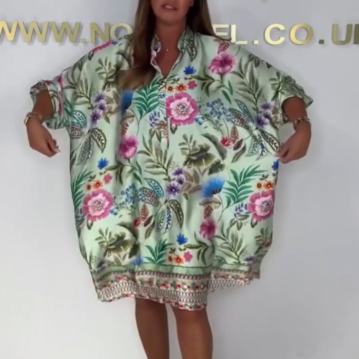 Casual Floral Women's Dress V-Neck Flowing Cut Summer