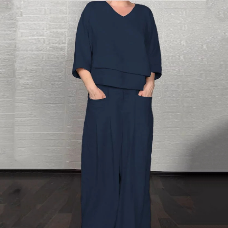 Louna Elegant Cotton And Linen Two Piece Suit - Elena Harper