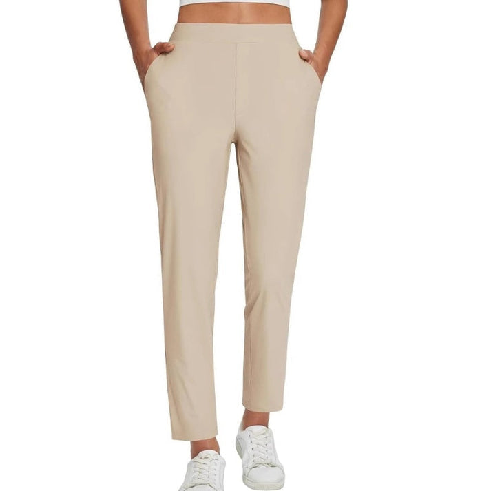 Zaryn Stretch Pants with High Waist and Pocket, view 2 - Elena Harper