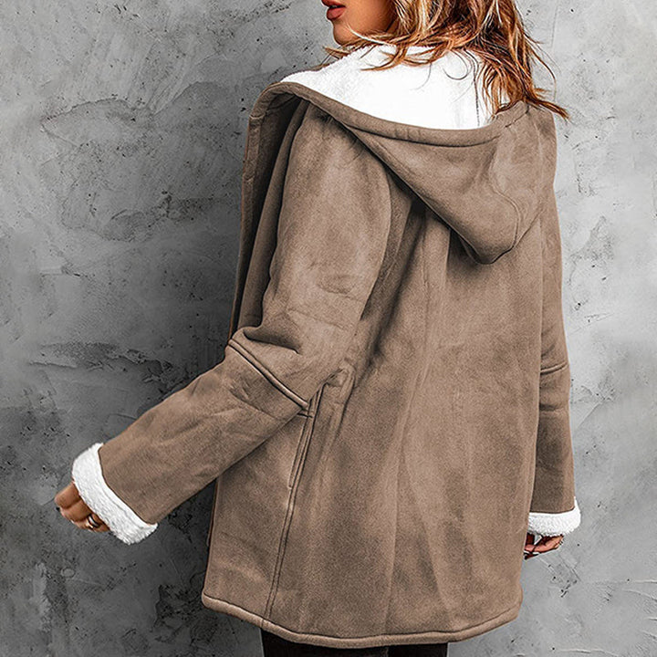 Women's Synthetic Suede Hooded Coat with Warm Lining