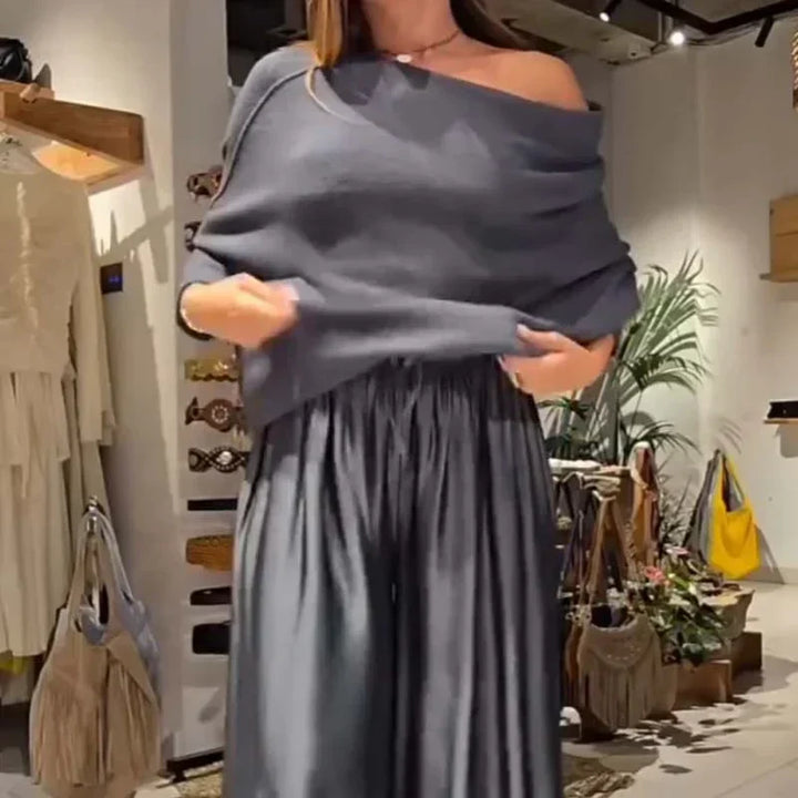 Alba | Elegant ensemble with Bardot neckline design