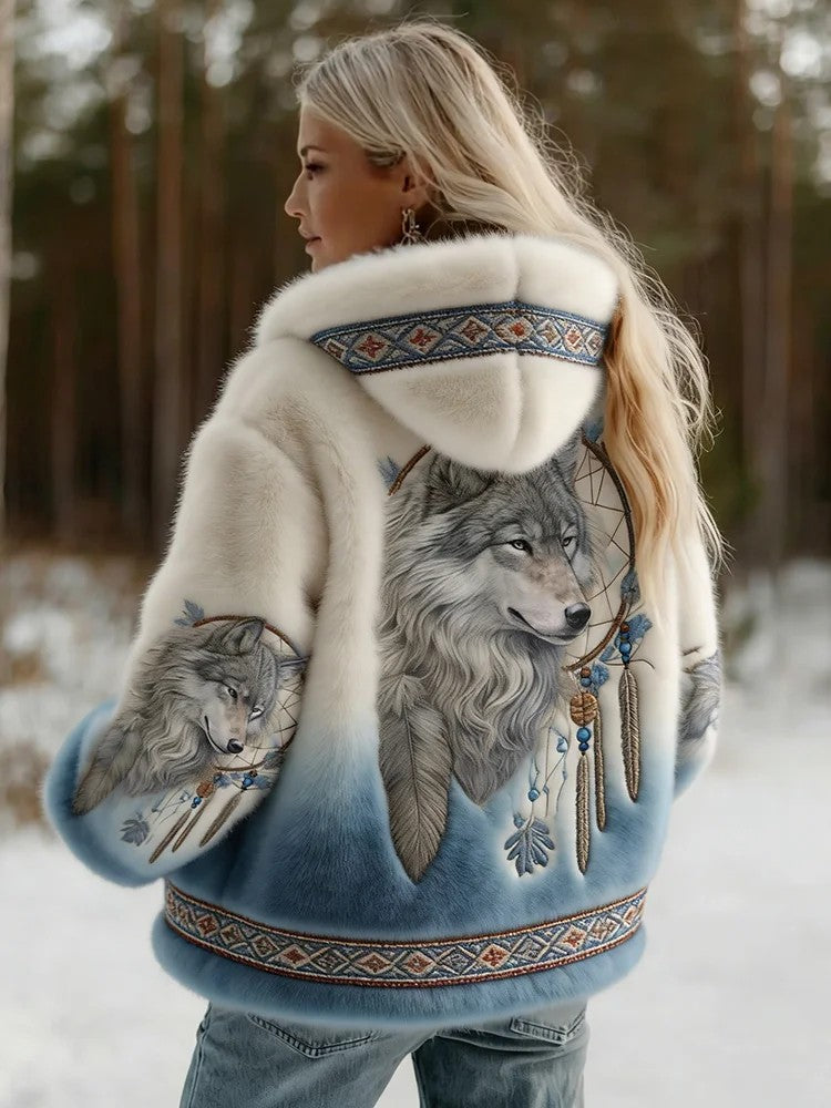 Dahlina Hooded Jacket with Artistic Print and Soft Lining for Women - Elena Harper