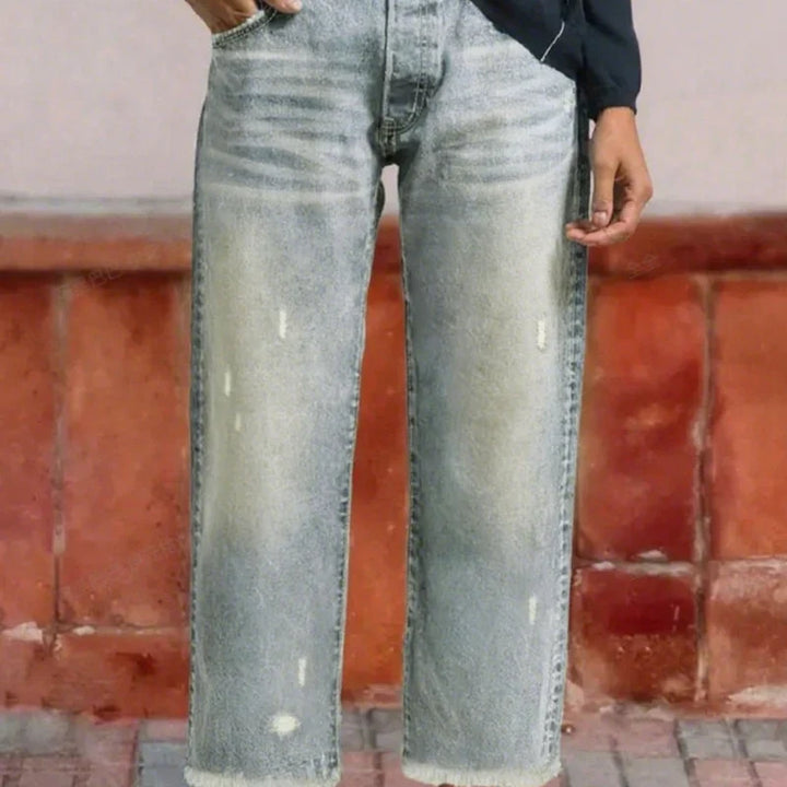 Aberjean Retro Cropped Straight Jeans - Elena Harper