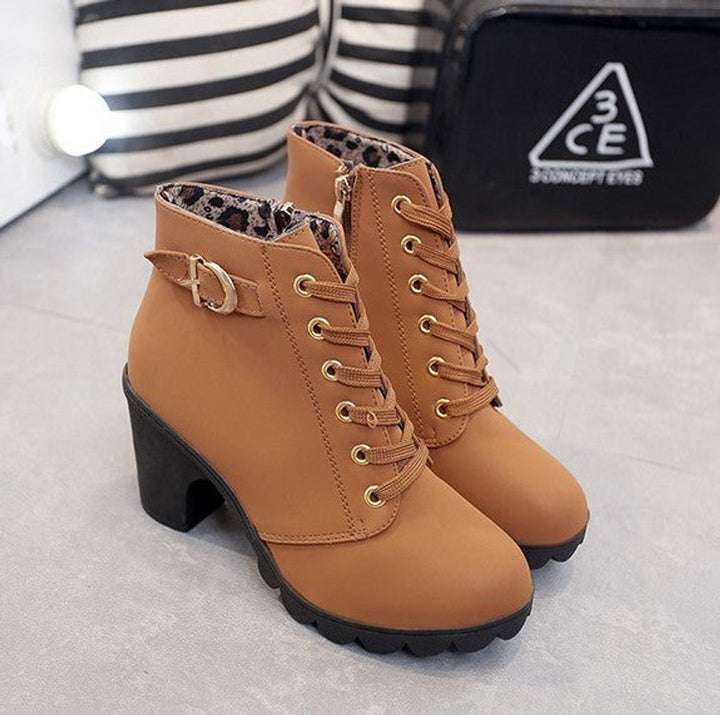 Nora | Women's Ankle Boots Lace-Up Block Heel Suede Look