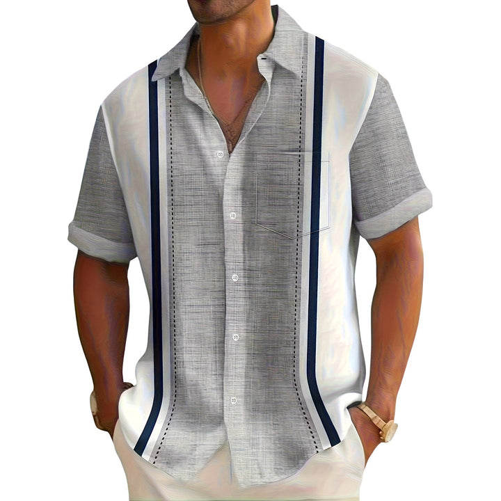 Textured Stripe Shirt for Men - Elena Harper