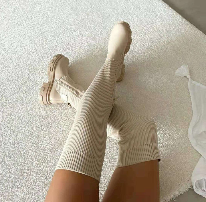Stretch Over-the-Knee Boots with Platform Sole for Women