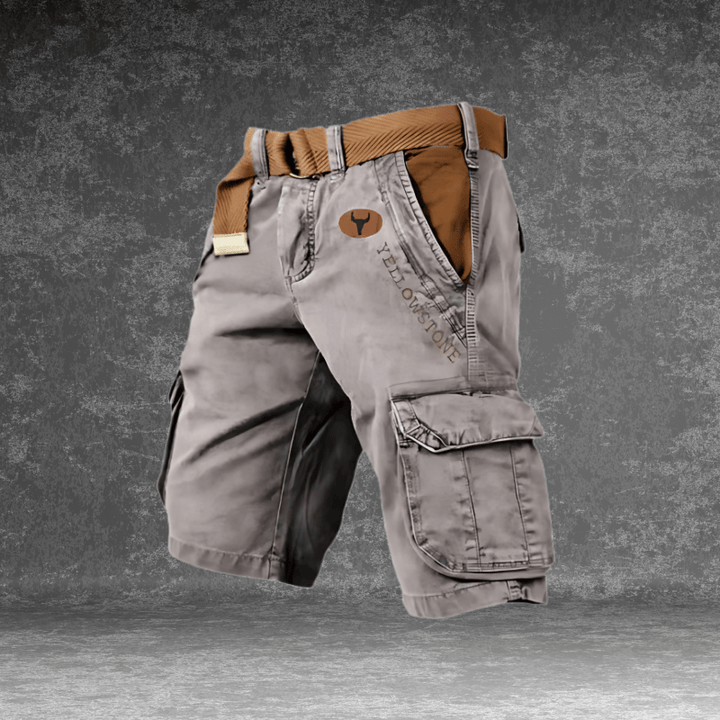 Men's Cargo Shorts with Multiple Pockets - Polyester