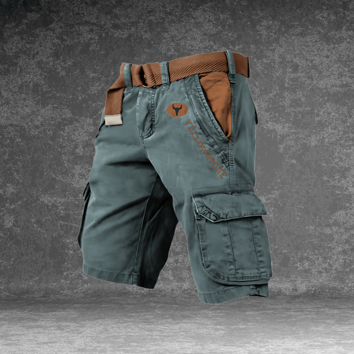Men's Cargo Shorts with Multiple Pockets - Polyester