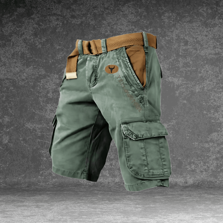 Men's Cargo Shorts with Multiple Pockets - Polyester