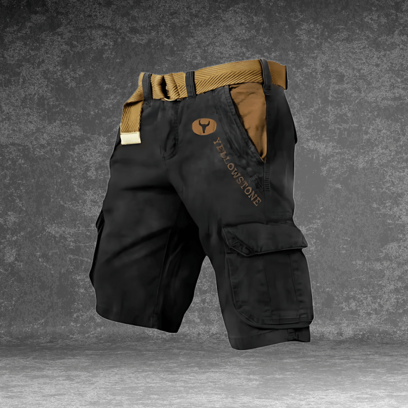 Men's Cargo Shorts with Multiple Pockets - Polyester