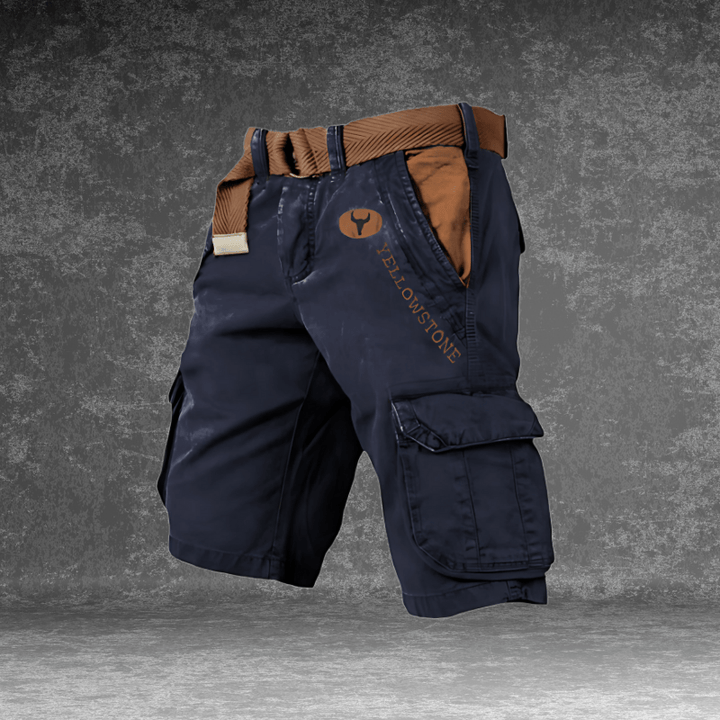 Men's Cargo Shorts with Multiple Pockets - Polyester