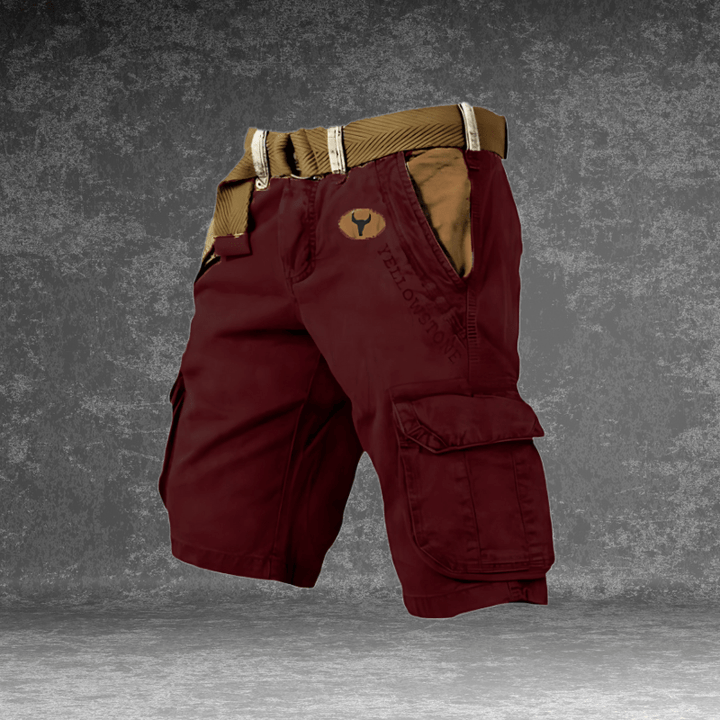 Men's Cargo Shorts with Multiple Pockets - Polyester