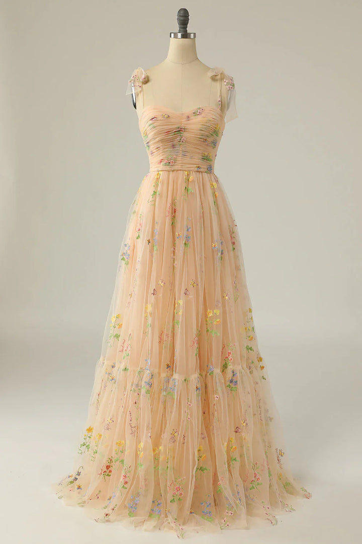 Livia - Tulle Ball Gown with Floral Embroidery