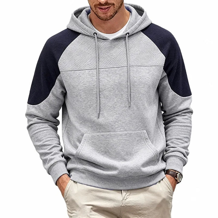 Men's Hooded Sweatshirt with Contrast Panels - Elena Harper