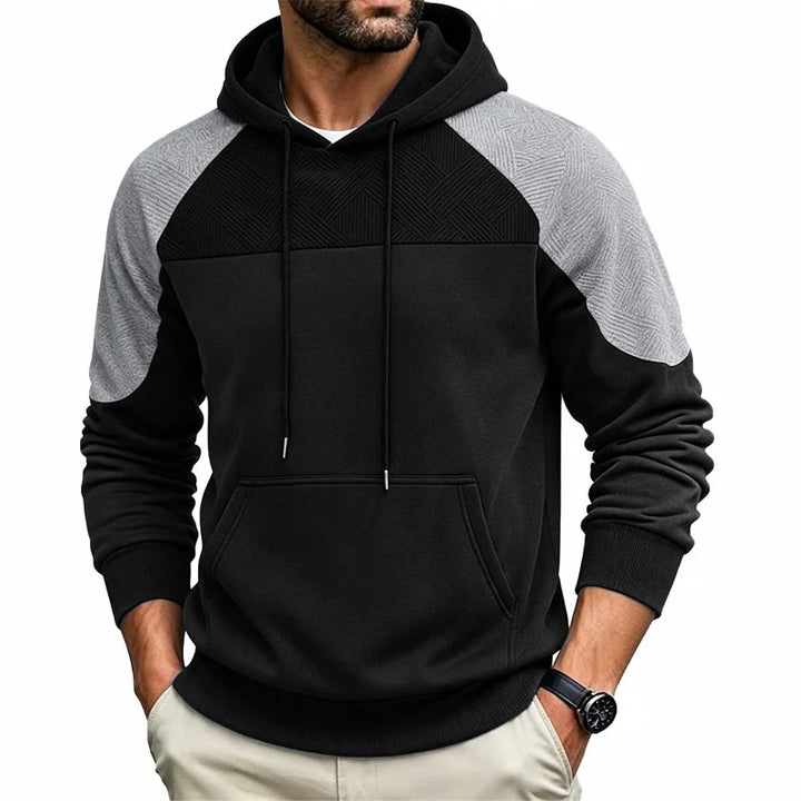 Men's Hooded Sweatshirt with Contrast Panels - Elena Harper