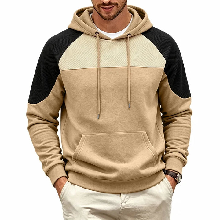 Men's Hooded Sweatshirt with Contrast Panels - Elena Harper