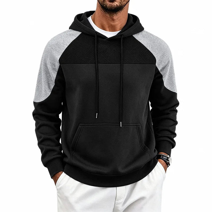 Men's Hooded Sweatshirt with Contrast Panels - Elena Harper