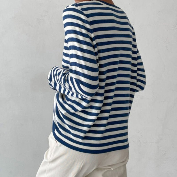 Women's Striped Sweatshirt with Relaxed Fit