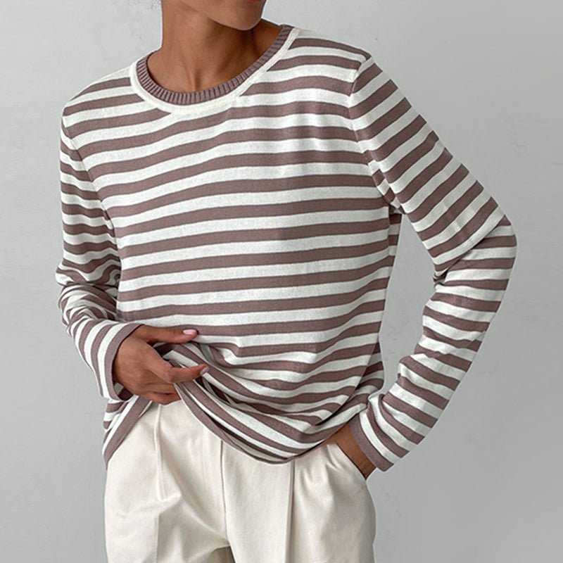 Women's Striped Sweatshirt with Relaxed Fit