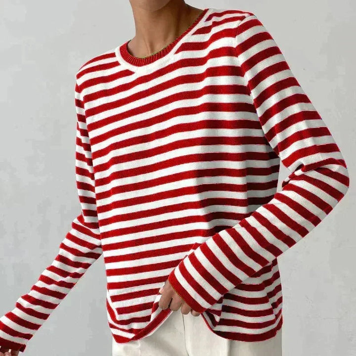 Women's Striped Sweatshirt with Relaxed Fit