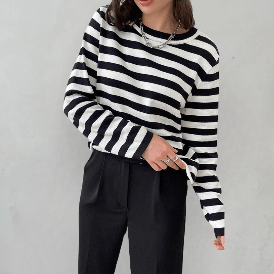 Women's Striped Sweatshirt with Relaxed Fit