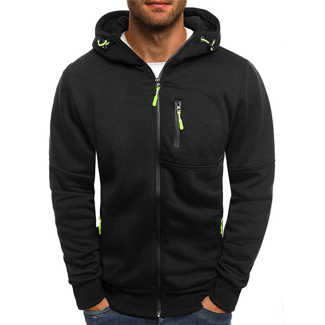 Men's Zip-Up Hoodie with Long Sleeves
