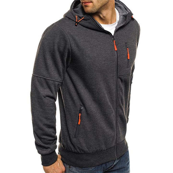 Men's Zip-Up Hoodie with Long Sleeves
