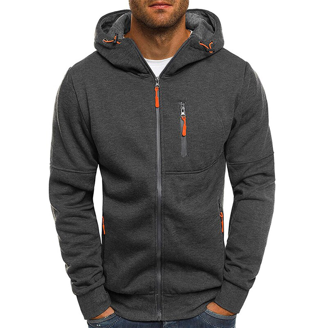 Men's Zip-Up Hoodie with Long Sleeves