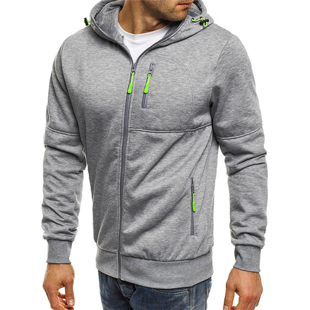 Men's Zip-Up Hoodie with Long Sleeves