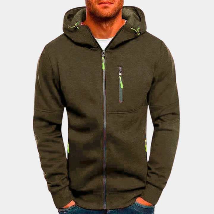 Men's Zip-Up Hoodie with Long Sleeves