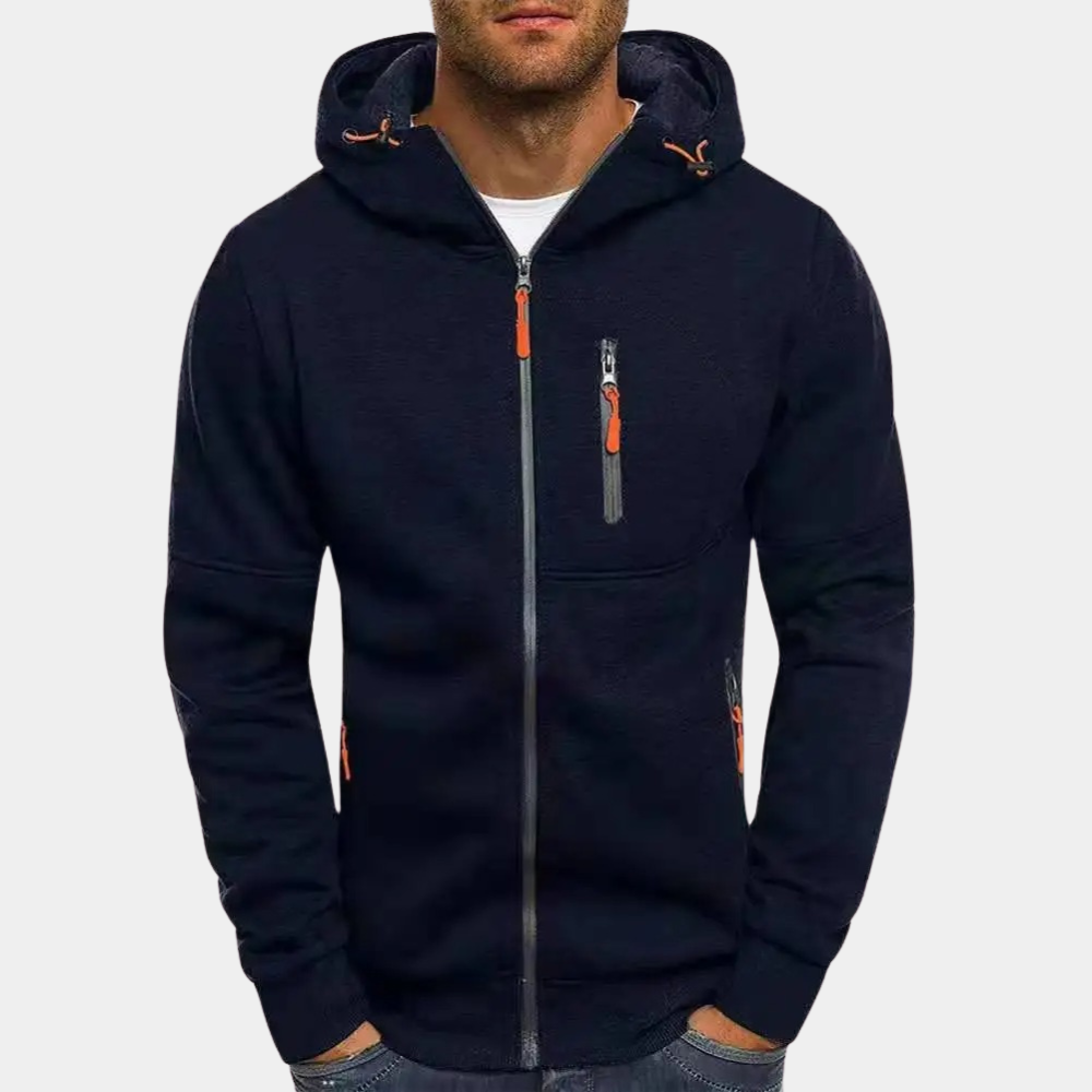 Men's Zip-Up Hoodie with Long Sleeves