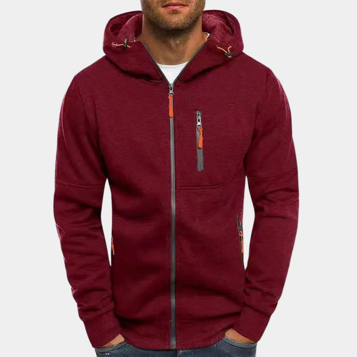 Men's Zip-Up Hoodie with Long Sleeves