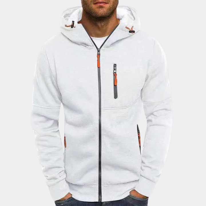 Men's Zip-Up Hoodie with Long Sleeves