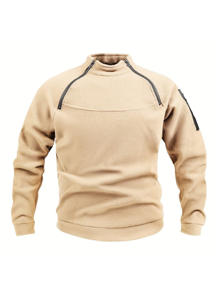 Men's Zip-Up High Collar Sweatshirt with Raglan Sleeves